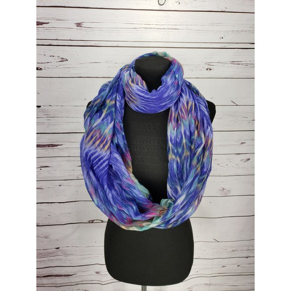 LA Double 7 Aztec Purple Multicolored Infinity Scarf Wrap Boho Chevron - Picture 2 of 7